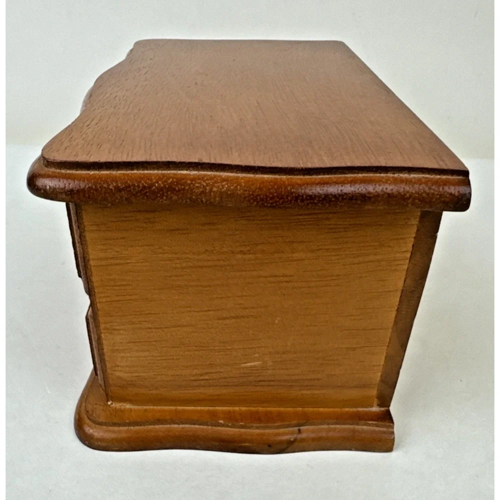 Small Jewelry Box Oak Finish Velvet Lined, Mirror, Lift Top & lift out tray